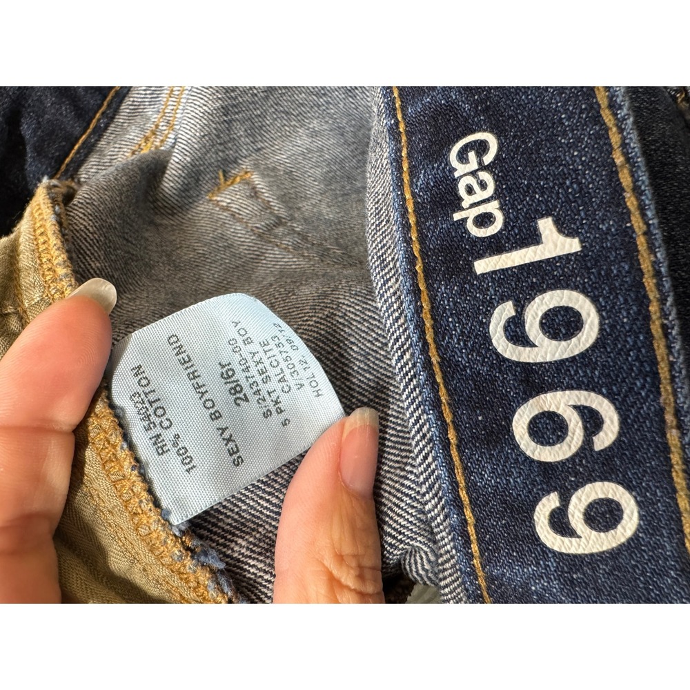 Gap 1969 Jeans Sexy Boyfriend 28 6 Dark Citrine Wash Distressed Denim Y2K - Picture 5 of 5